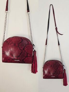 Rebecca Minkoff Sunday Half Moon Crossbody Bag Red Snake